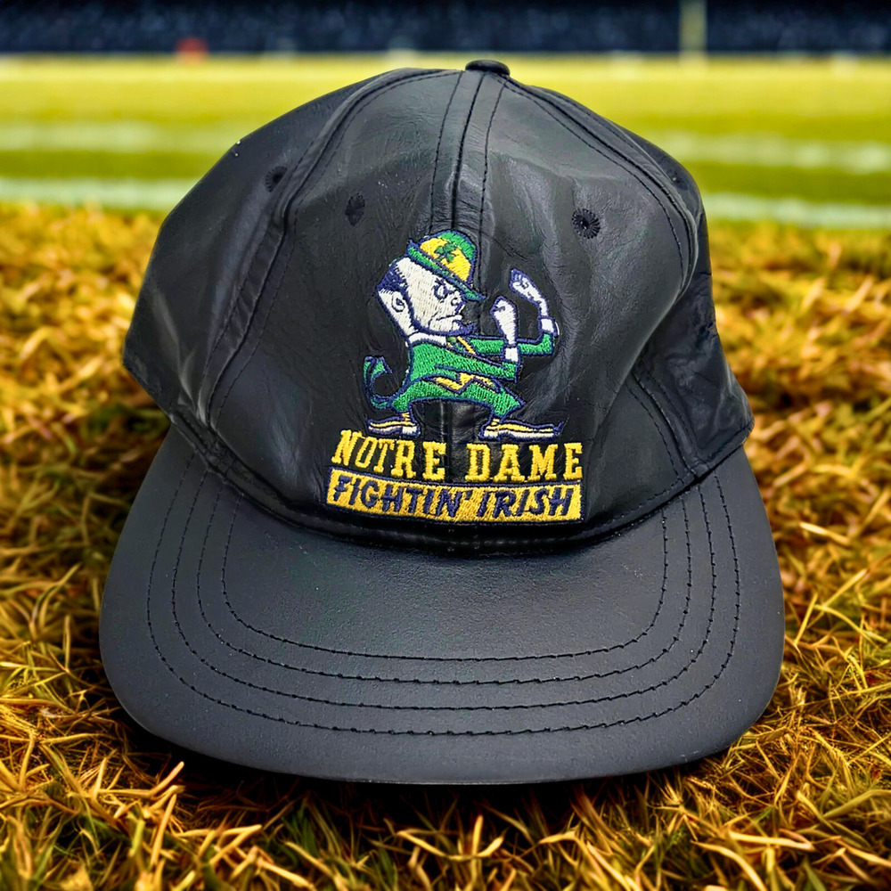 Notre Dame Fighting Irish Vintage 90s Jeff Hamilton Leather Hat NCAA USA Made